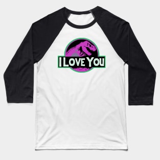 Barney - Jurassic Park Logo Parody - "I Love You, You Love Me" Baseball T-Shirt